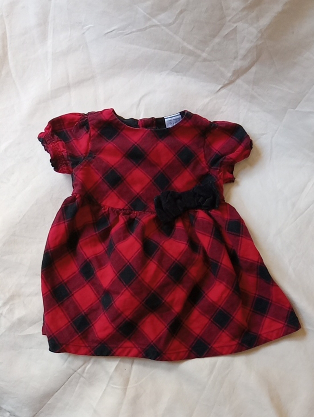 Carter's Red and Black Plaid Dress with Black Bow NWOT